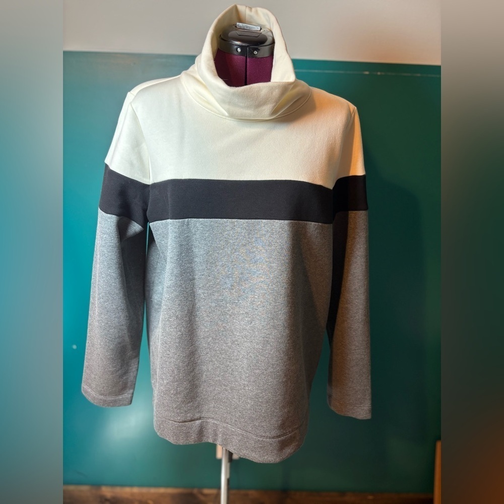 Talbots Cream, Black, and Gray Turtleneck Sweater